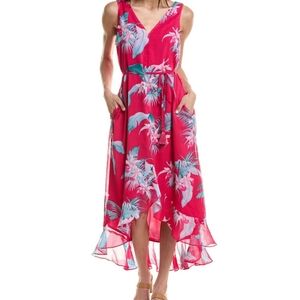 TOMMY BAHAMA PINK Tropical Print Sleeveless Dress, Size Large $188